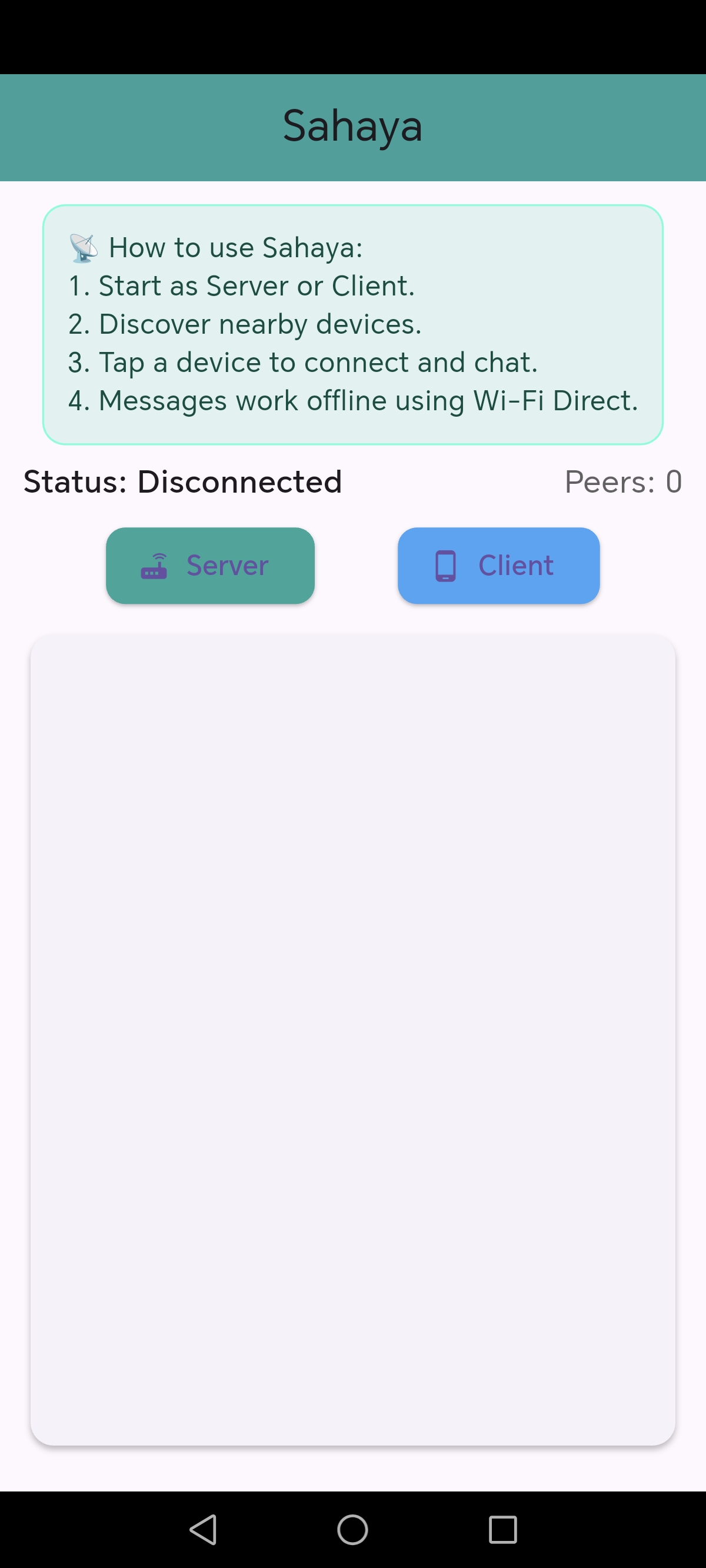 Sahaya Settings Menu